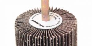 Mounted Flap Wheel, Unthreaded, 1/4 in dia Stem x 2 in dia x 1 in W, 60 Grit, 25k RPM (10/case)