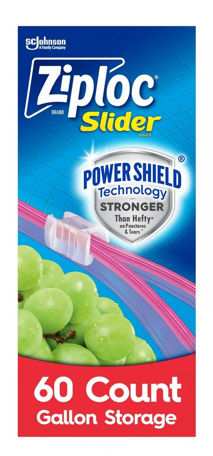 Ziploc® Brand Slider Storage Bags with Power Shield Technology, Gallon, 60 Count