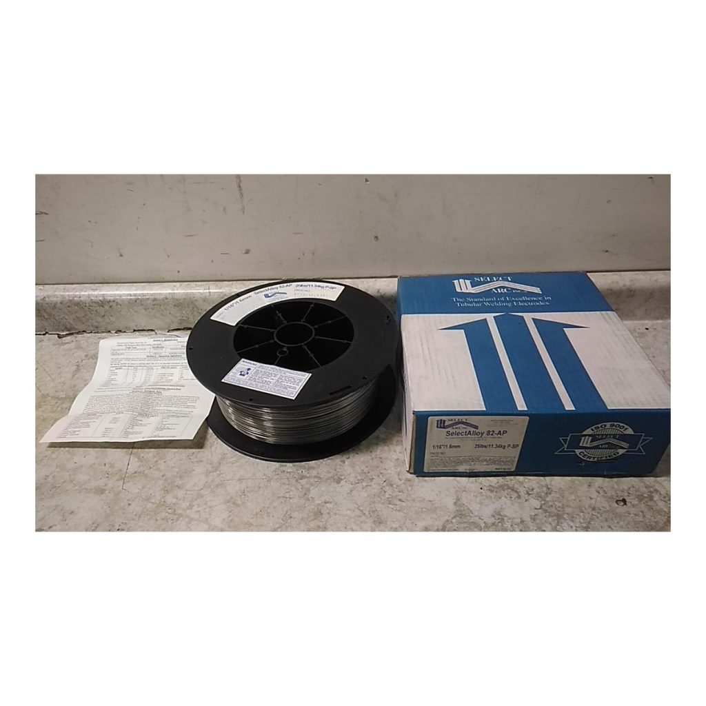 SelectAlloy 82-AP flux-cored nickel alloy welding wire and packaging
