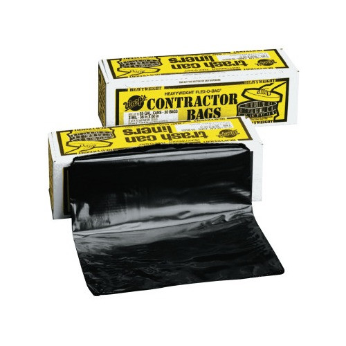 Warp Brothers FLEX-O-BAG black contractor bags in dispenser boxes