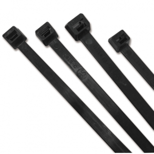 UV Stabilized Cable Tie, 50 lb Tensile Strength, 14.6 in L, Black, 100 EA/BG