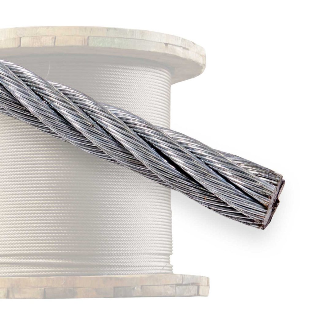 Galvanized 6x19 wire rope on a spool