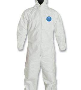 Tyvek® 400 Coveralls Lg - 25/Case - Serged Seams, Attached Hood, Elas Waist, Elas Wrist and Ankle, F