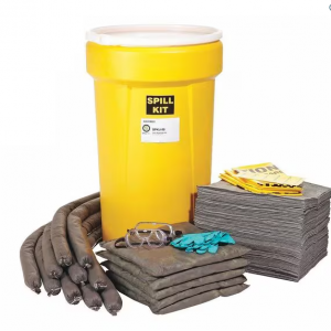 Spill Kit, 52 gal Volume Absorbed per Kit, 55 gal Capacity, Drum, Yellow, 144