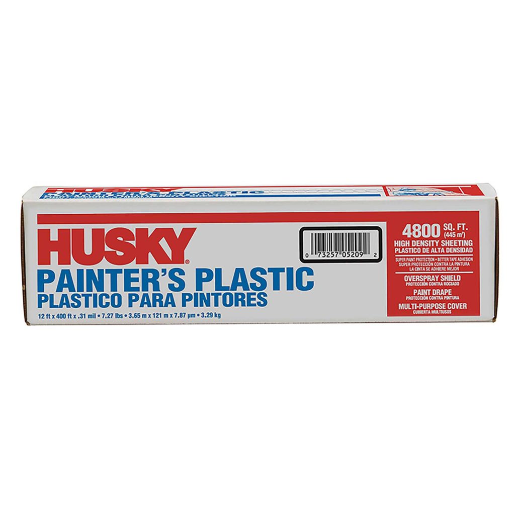 Husky 03512H Clear Painter's Plastic, 12 ft x 400 ft, 0.31 mil