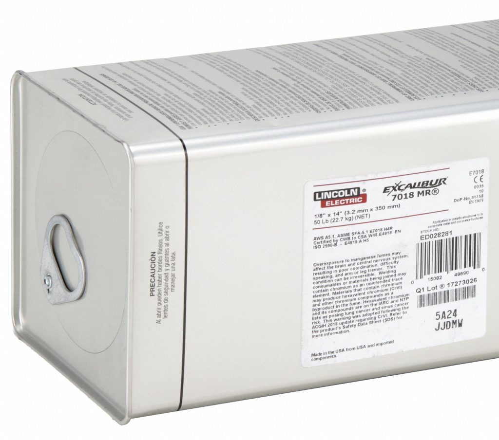 Lincoln Electric Excalibur 7018 MR 1/8 inch 50 lb electrode can