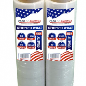 Pack of America Stretch Film - 4 Roll Clear, 18” x 1500 Feet, 80 Gauge (20 Micron) Industrial Heavy
