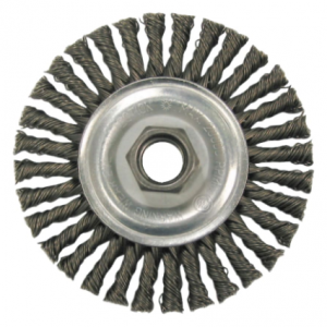 Wolverine® Knot Wire Wheel, 4 in dia x 3/16 in W Face, 5/8 in-11 UNC, 0.020 in SS Wire 5/case