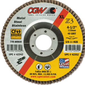 Prem Z3 Reg T29 Flap Disc, Regular, 4", 60 Grit, 5/8 Arbor, 15,300 rpm