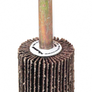 Mounted Flap Wheel, Unthreaded, 1/4 in dia Stem x 1 in dia x 1 in W, 60 Grit, 30k RPM (10/case)