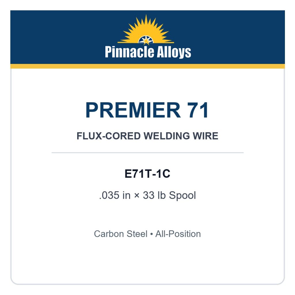 Pinnacle Alloys Premier 71 E71T-1C .035 inch 33 pound flux-cored welding wire