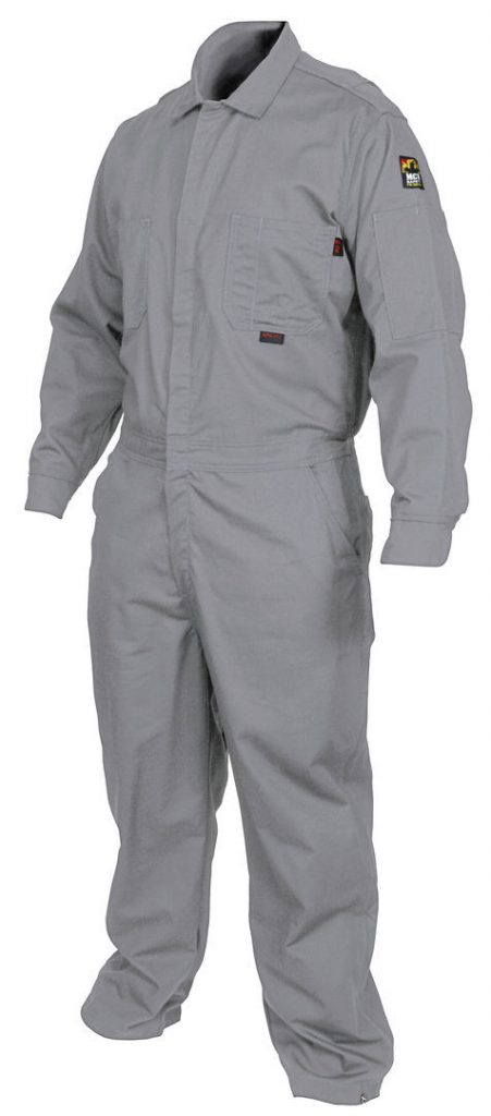 Flame Resistant (FR) Coveralls - Gray 100% Cotton Material - Long Sleeve Contractor Coveralls S-XL