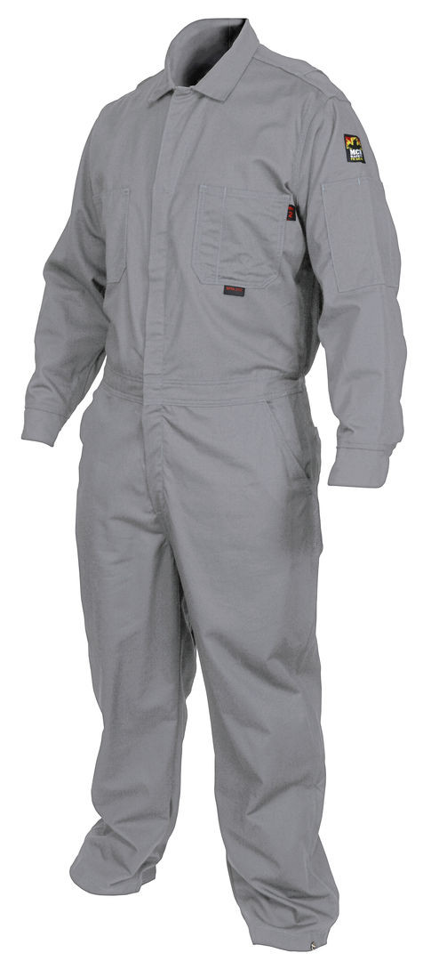 Flame Resistant (FR) Coveralls - Gray 100% Cotton Material - Long Sleeve Contractor Coveralls S-XL