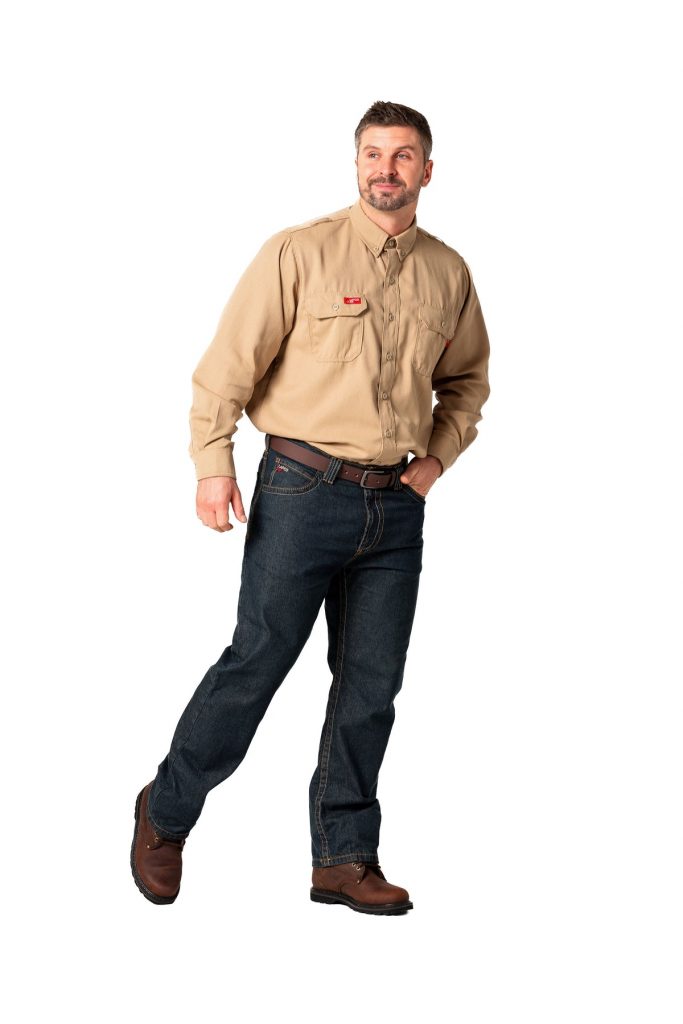 LAPCO FR Modern Jeans for Men, Flame Retardant Work Pants, Relaxed Fit, Low-Rise, Bootcut, Washed De